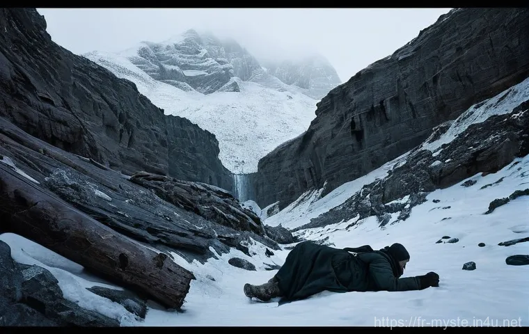 러시아 다이아틀로프 사건 - **The Abandoned Tent on Kholat Syakhl:**
    "An eerily silent and desolate scene showing the afterm...