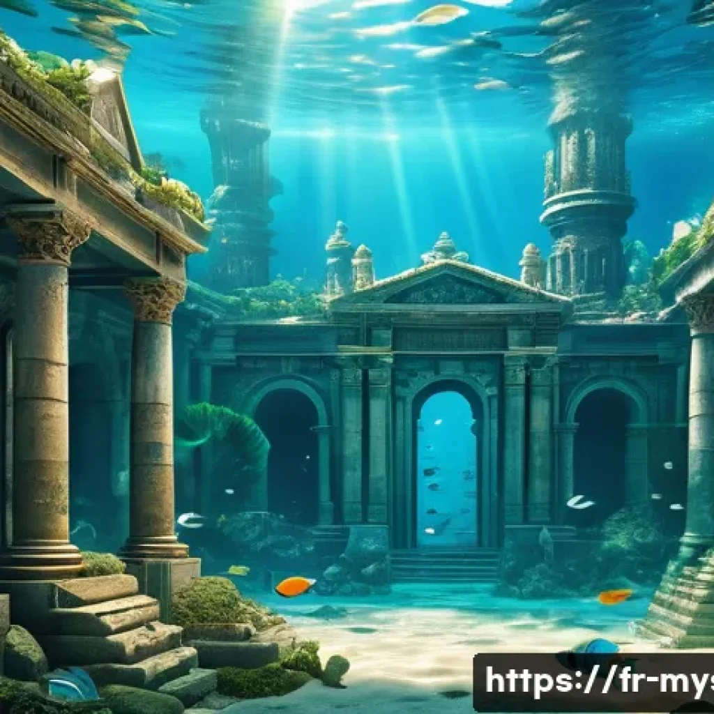 그리스 아틀란티스의 진실 - A majestic underwater city inspired by the legend of Atlantis, featuring advanced ancient architectu...