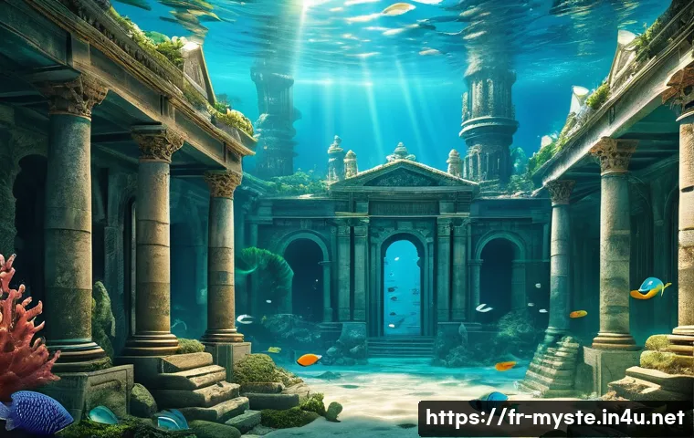 그리스 아틀란티스의 진실 - A majestic underwater city inspired by the legend of Atlantis, featuring advanced ancient architectu...
