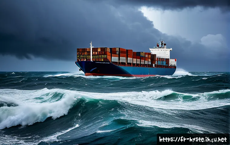 몬테 비데오 화물선 실종 사건 - A large cargo ship named Montevideo caught in a violent South Atlantic storm, towering waves over 5 ...