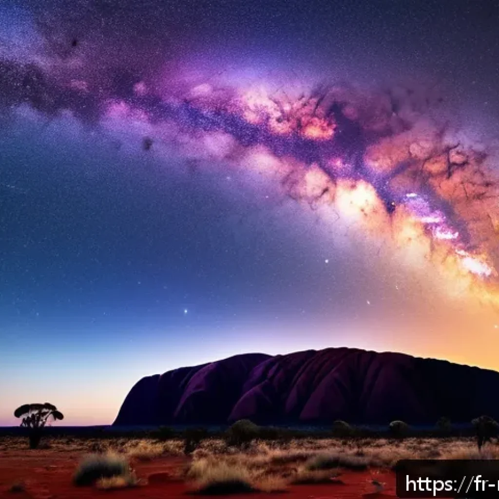 호주 울루루 기괴 사건 - A breathtaking nighttime scene at Uluru showing mysterious, pulsating halos of light gently moving a...