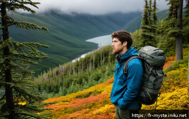 크리스토퍼 맥켄드리스 죽음 사건 - A young man in his early twenties wearing rugged outdoor clothing and a sturdy backpack, standing at...